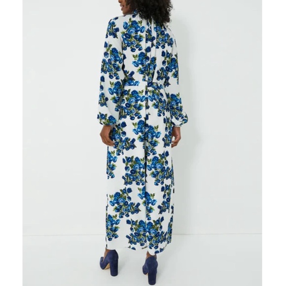 EMILIA WICKSTEAD Blue Flower Bouquet Elanda Crepe Georgette Dress - Picture 4 of 12